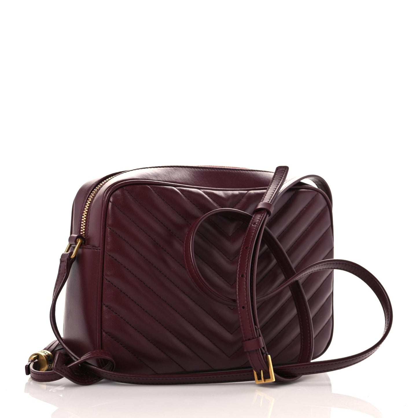 Calfskin Matelasse Monogram Lou Camera Bag Dark Legion Red