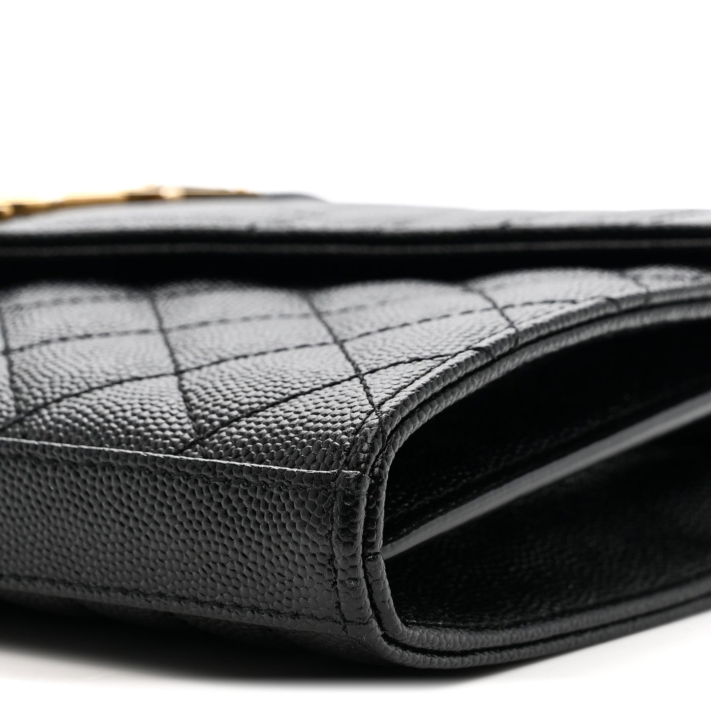 Grain De Poudre Mixed Matelasse Triquilt Monogram Chain Wallet Black