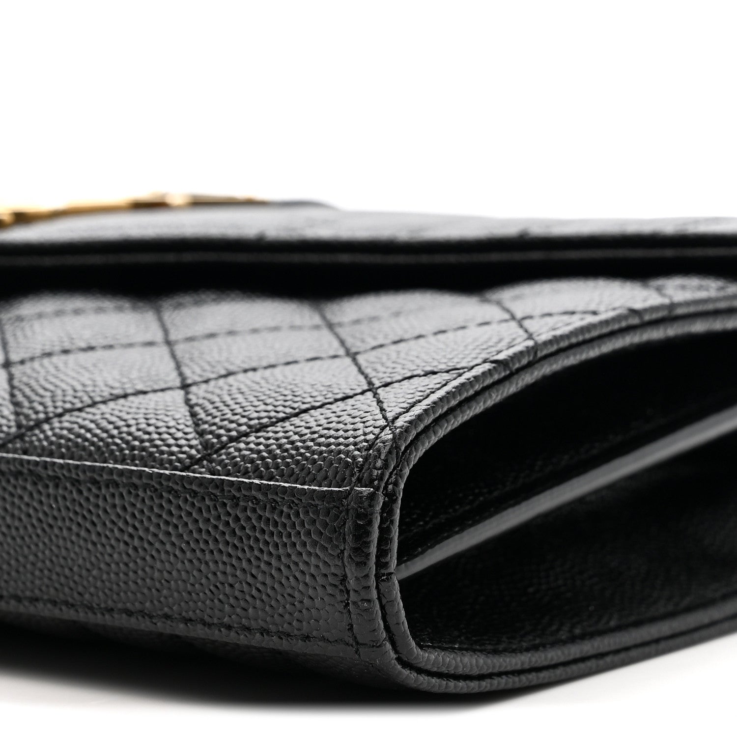 Saint Laurent Grain De Poudre Mixed Matelasse Triquilt Monogram Chain Wallet Black 9 of 9