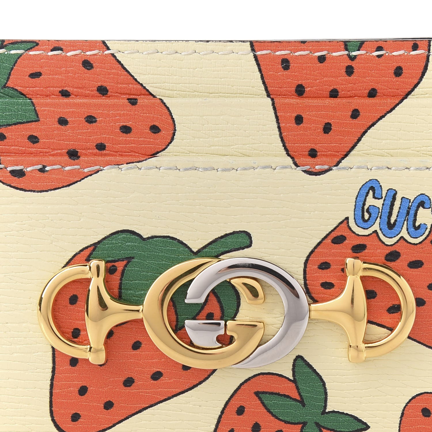 Gucci Calfskin Strawberry Print Zumi Case Case Ivory Red 8 of 9