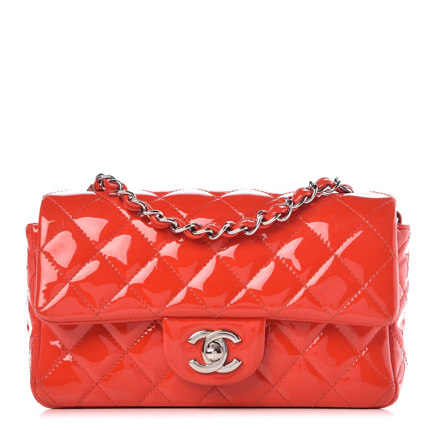 Chanel Patent Calfskin Quilted Mini Rectangular Flap Red 1 of 10