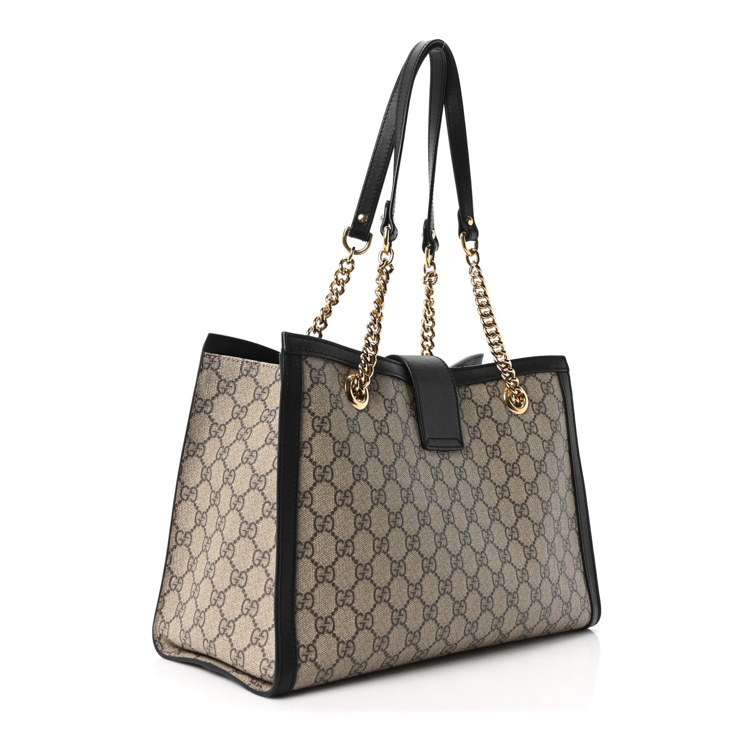 GG Supreme Monogram Medium Padlock Tote Black