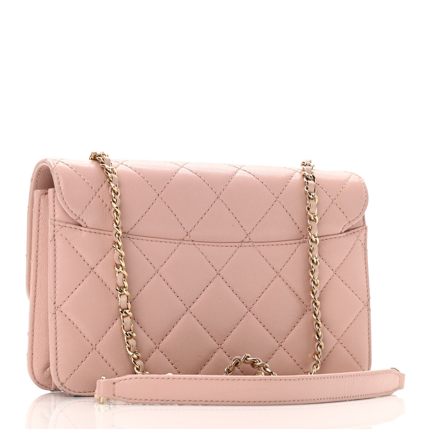 Sheepskin Quilted Mini Beauty Lock Flap Pink