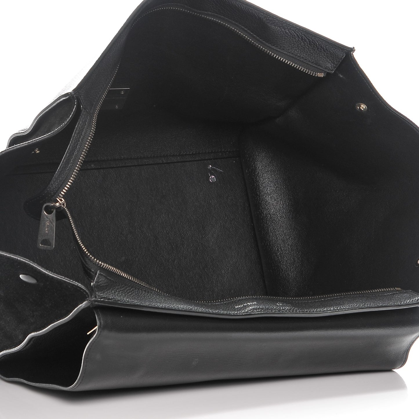 Drummed Calfskin Suede Large Trapeze Black