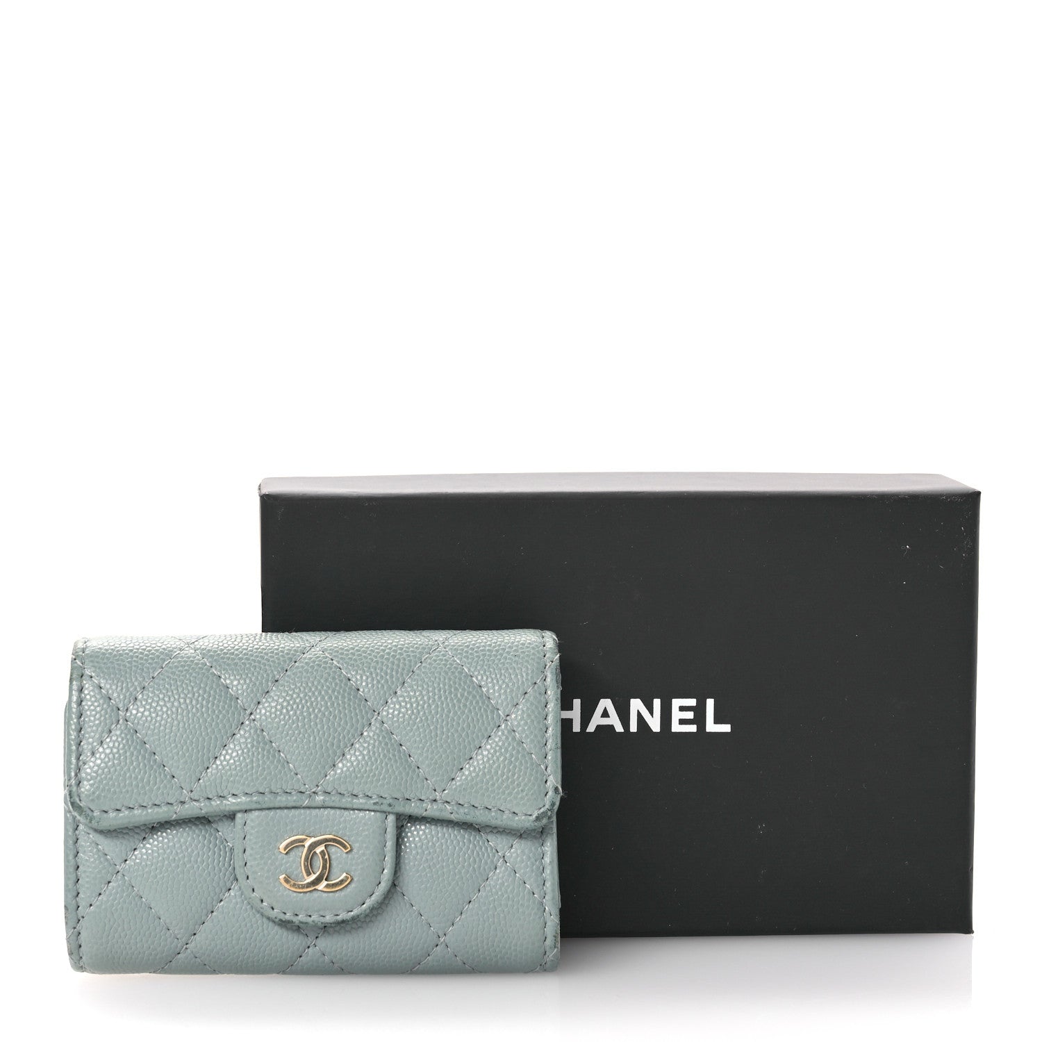 Chanel Caviar Quilted Classic 4 Key Holder Wallet Grey 9 of 10