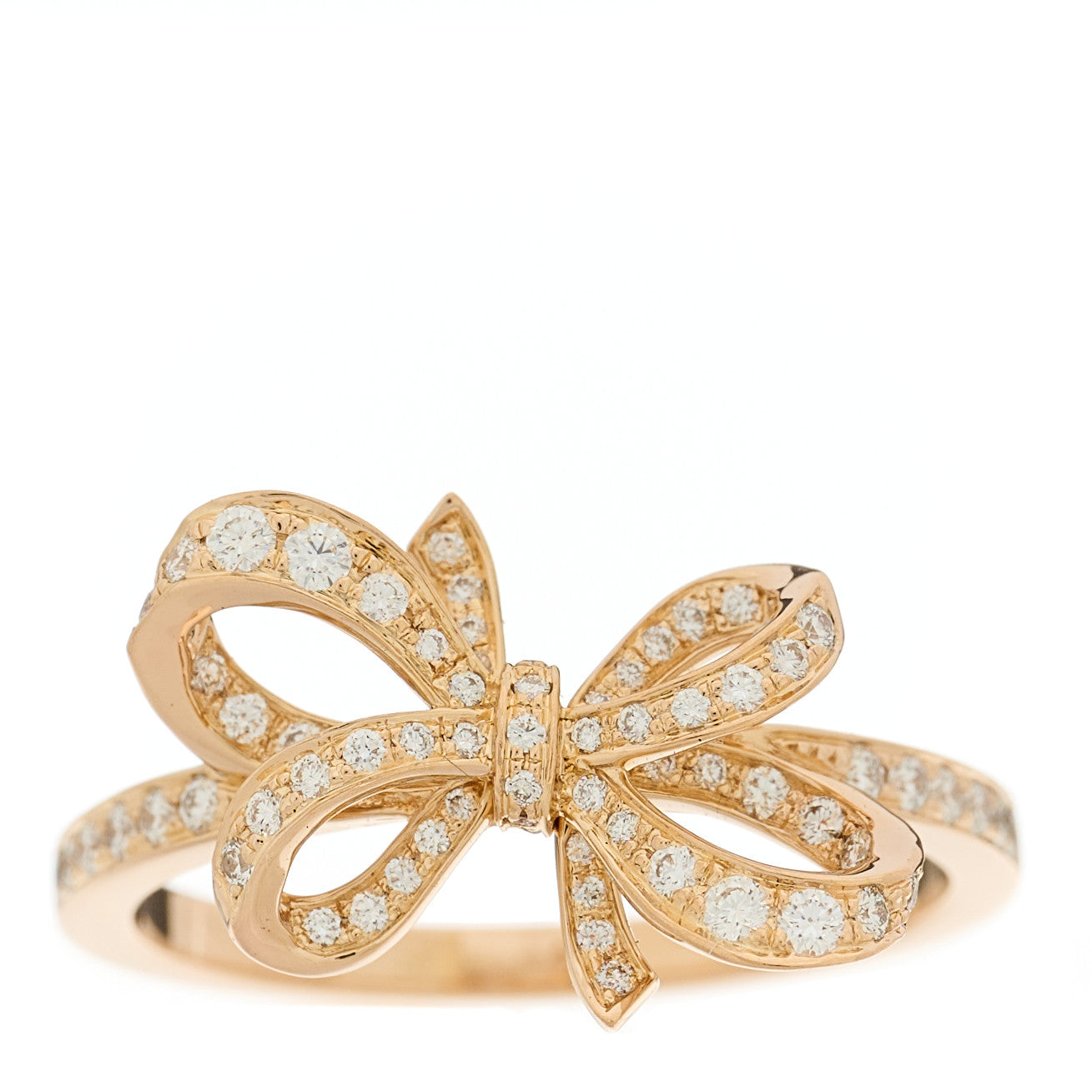 Tiffany 18K Rose Gold Diamond Double Bow Ring 51 5.75 1 of 6