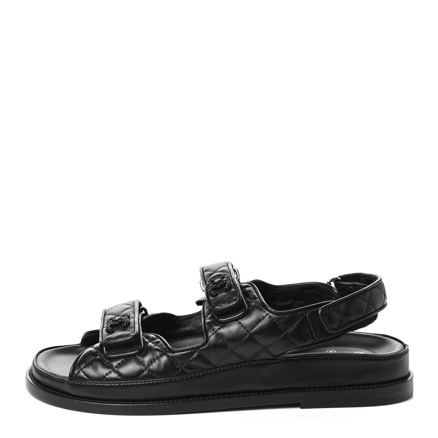 Chanel Lambskin Velcro Dad Sandals 41 Black 1 of 8
