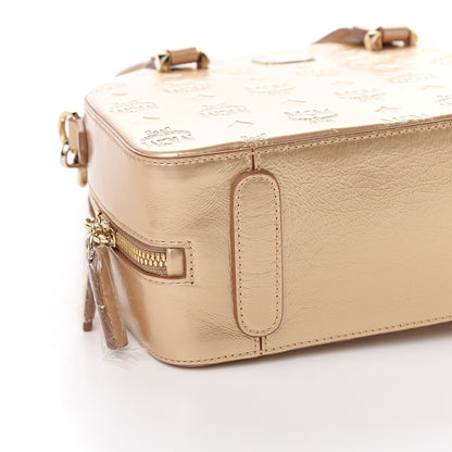 MCM Metallic Calfskin Ottomar Monogram Medium Half Moon Tote Gold 7 of 9