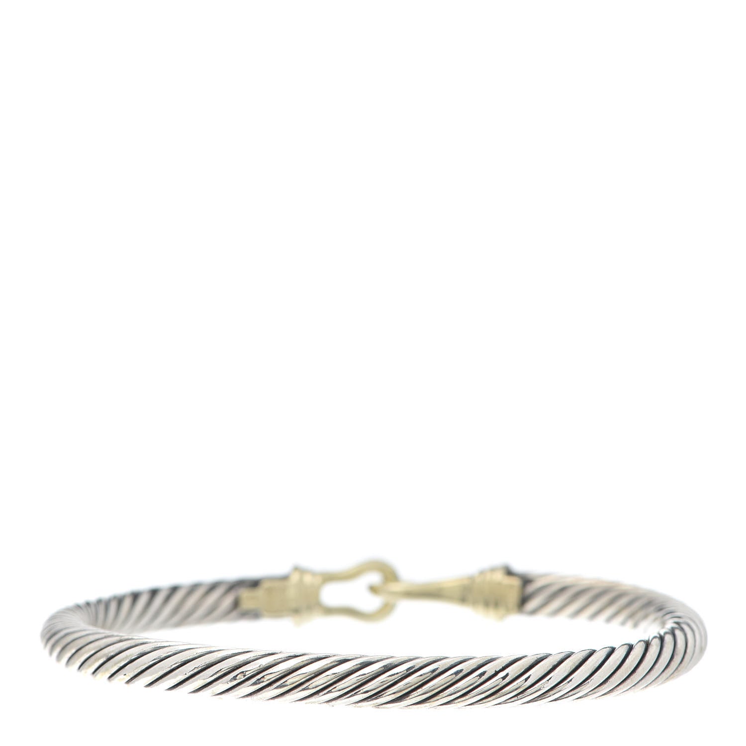 David Yurman Sterling Silver 14K Yellow Gold 5mm Cable Classic Buckle Bracelet 3 of 5