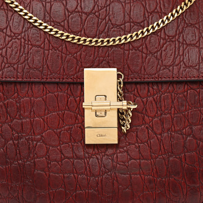 Chloe Calfskin Crocodile Embossed Drew Shoulder Bag Sienna Red 7 of 9