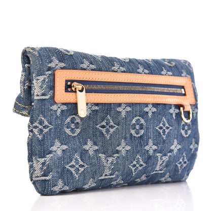 Louis Vuitton Monogram Denim Pochette Plat Clutch Blue 3 of 7