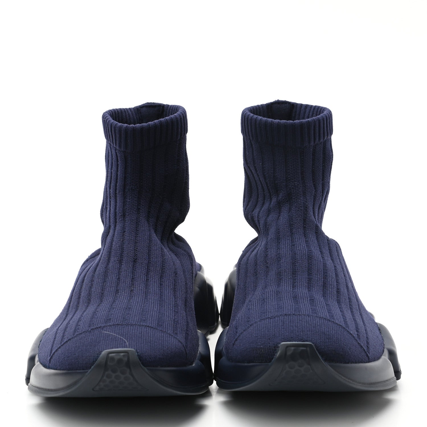 Balenciaga Ribbed Effect Knit Mens Speed Sneakers 42 Bleu Marine 2 of 8