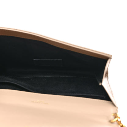Saint Laurent Grain De Poudre Matelasse Chevron Monogram Envelope Clutch Dark Beige 5 of 8