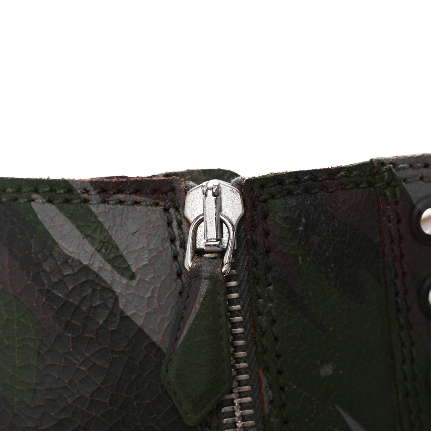 Crackled Calfskin Camo Print Womens Wedge Platform Combat Boots 37.5 Multicolor