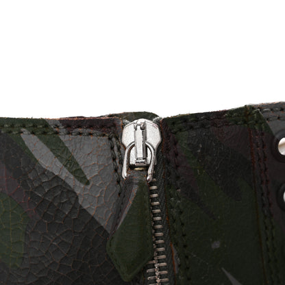 Miu Miu Crackled Calfskin Camo Print Womens Wedge Platform Combat Boots 37.5 Multicolor 14 of 14