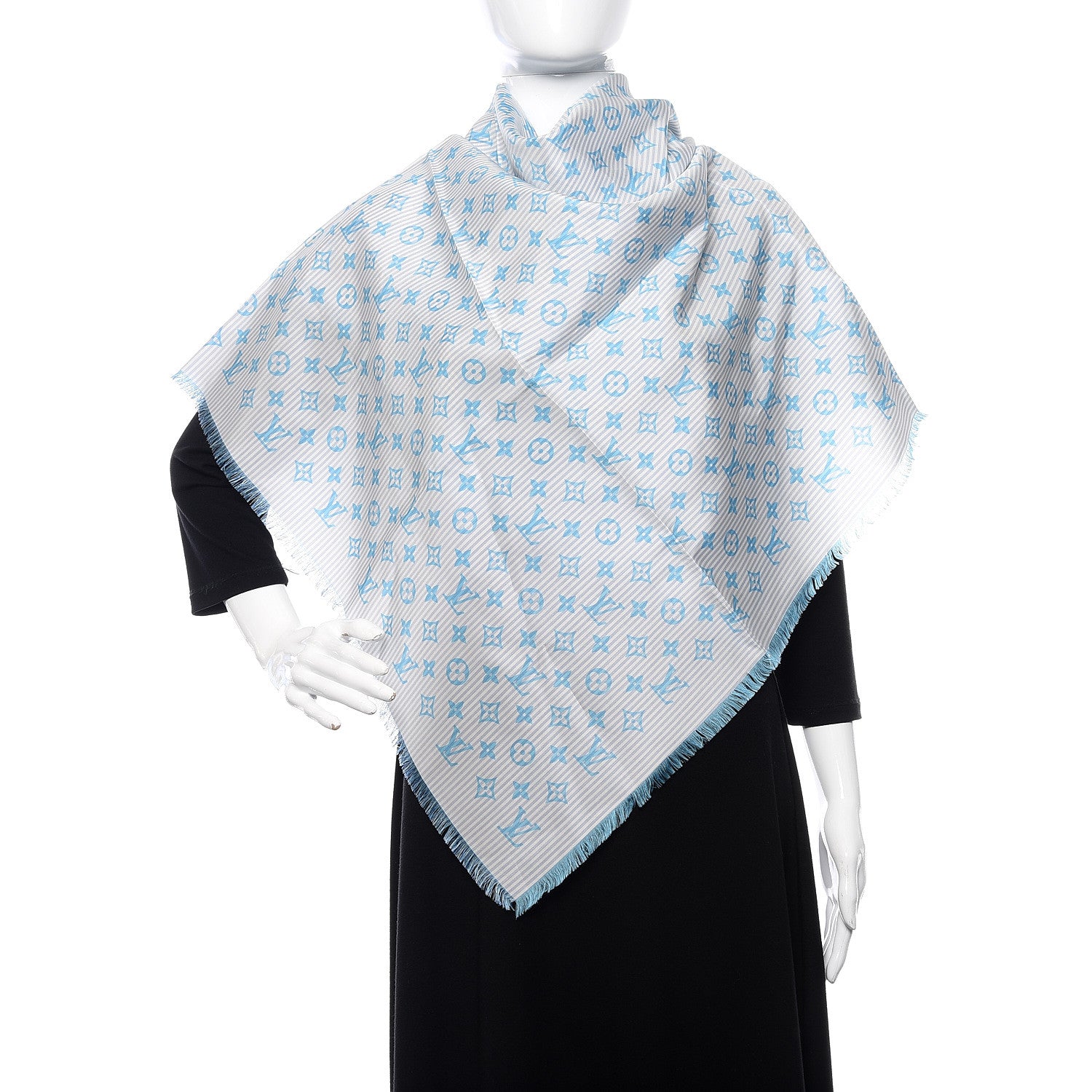 Louis Vuitton Silk Sur Mesure Square Scarf Blue 2 of 4