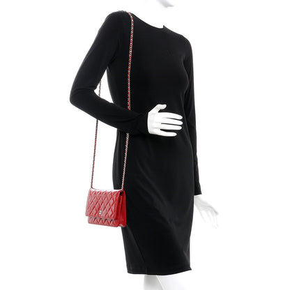 Chanel Patent Quilted Wallet On Chain WOC Red 2 of 9