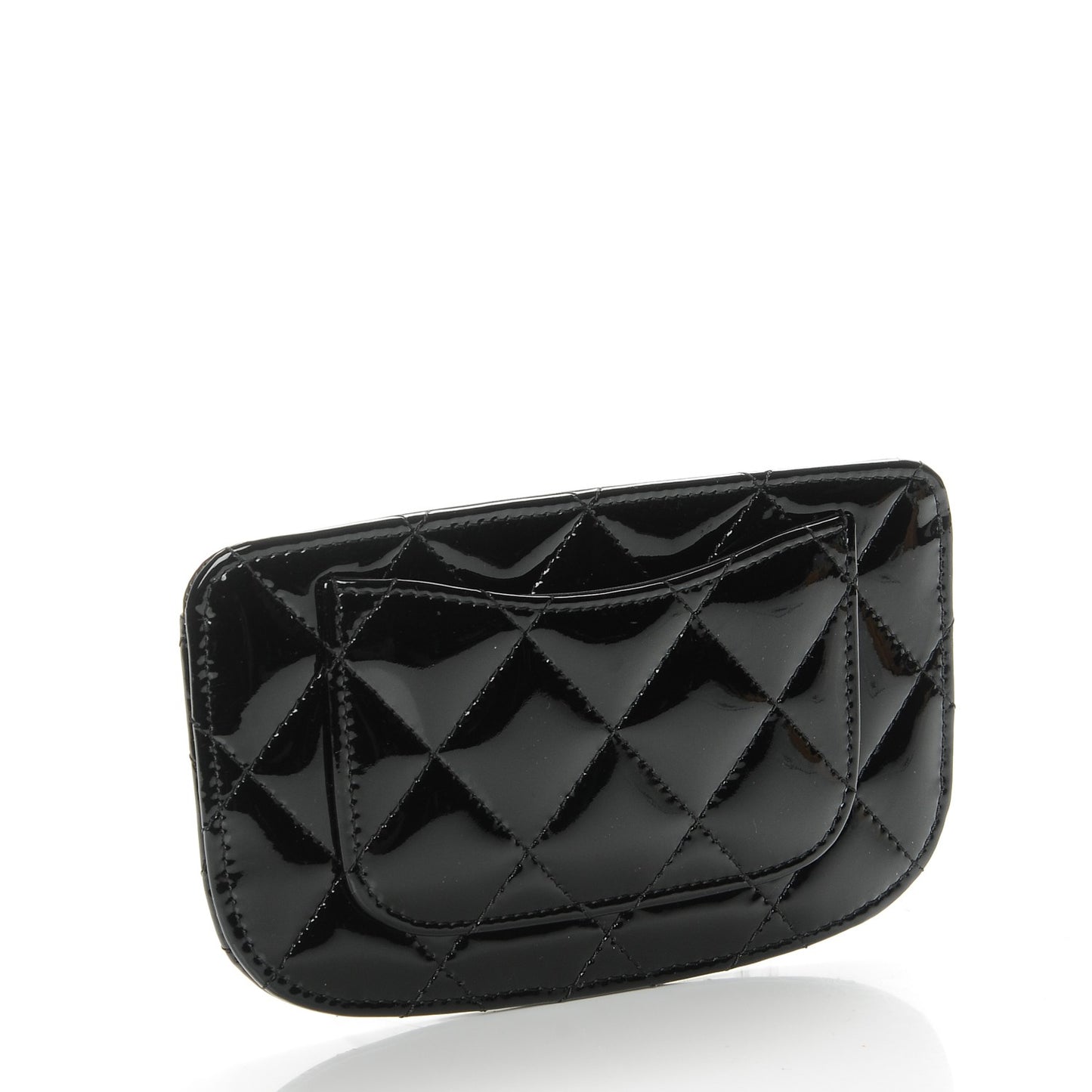 Patent Quilted Card Holder Black