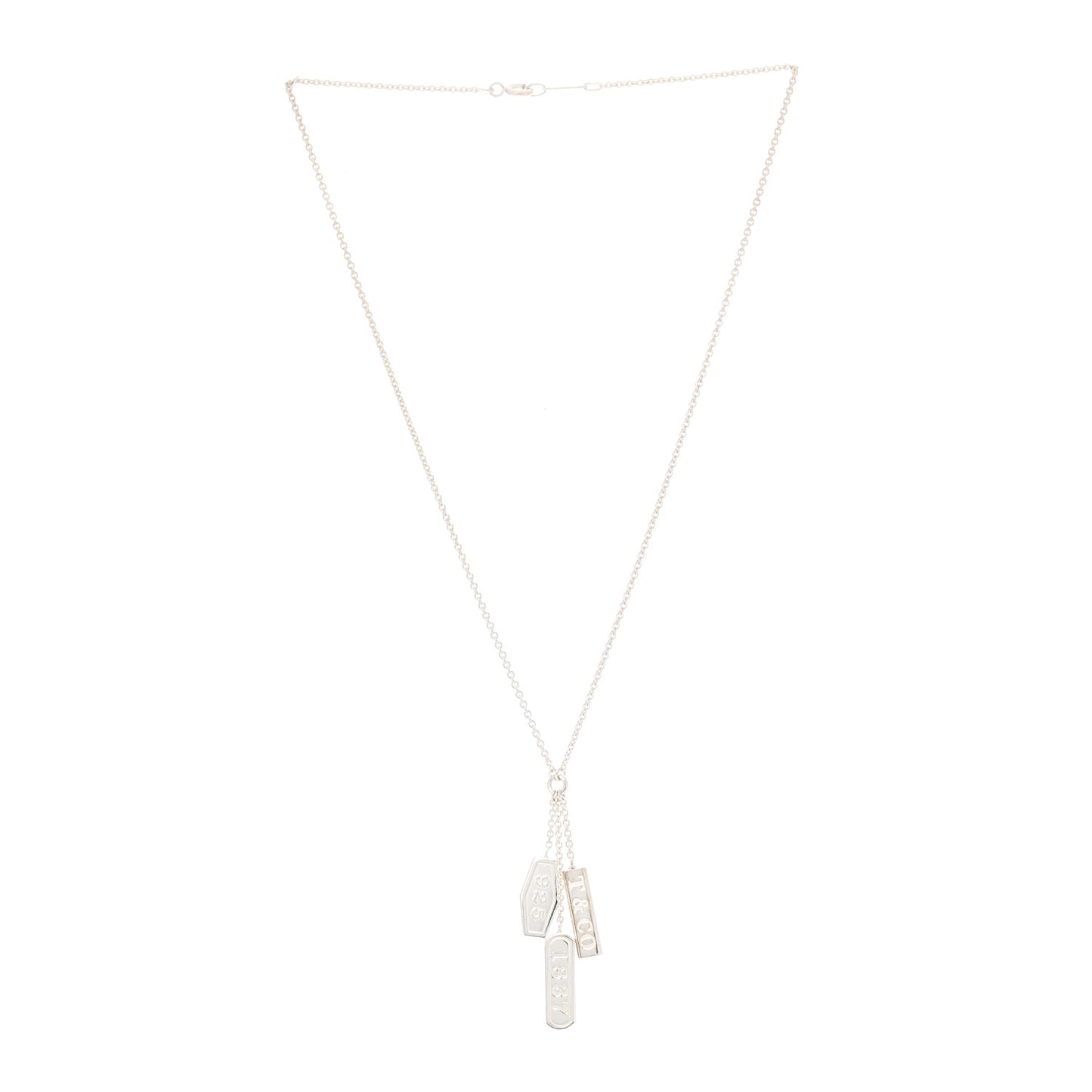 Sterling Silver 1837 Triple Tag Lariat Necklace