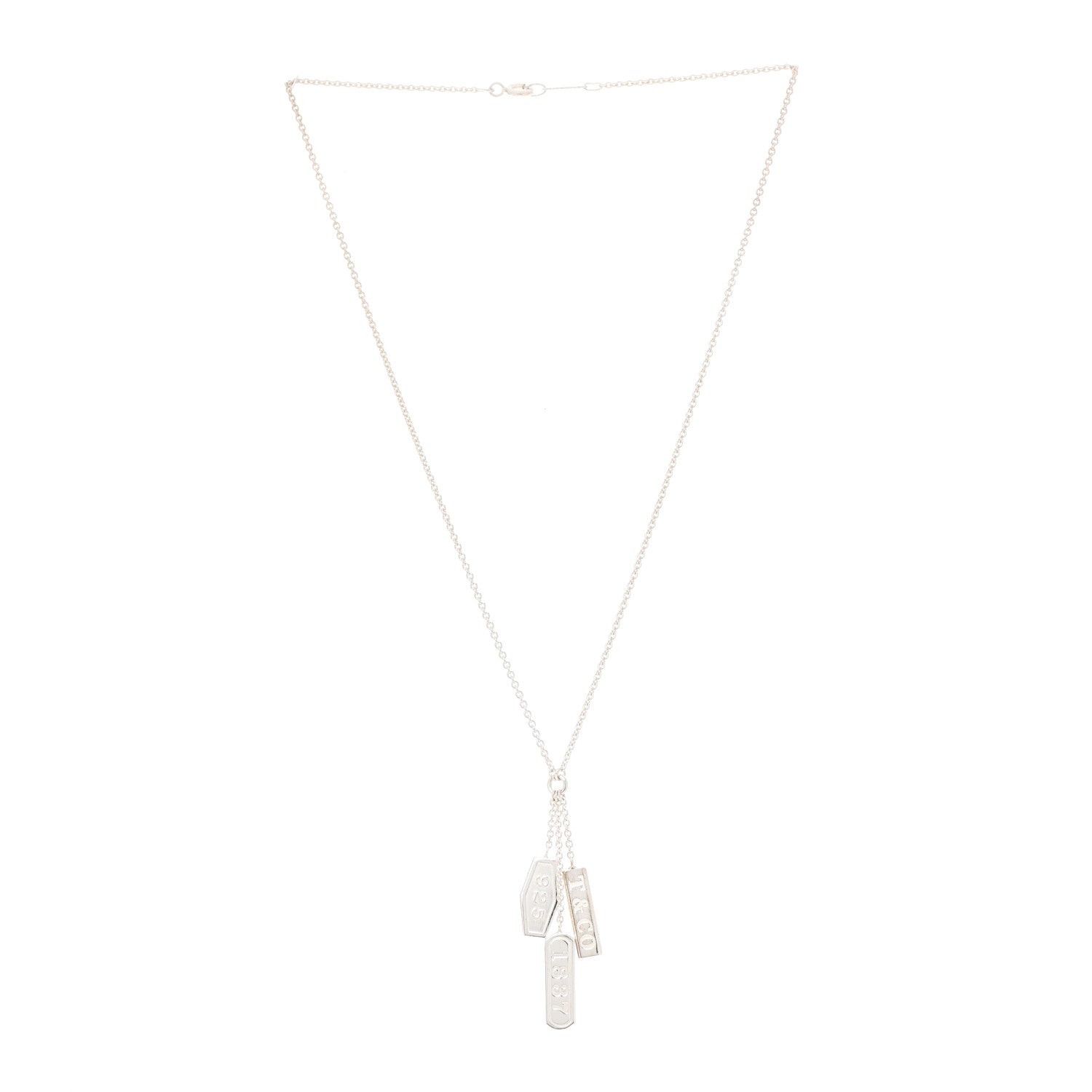 Tiffany Sterling Silver 1837 Triple Tag Lariat Necklace 3 of 6