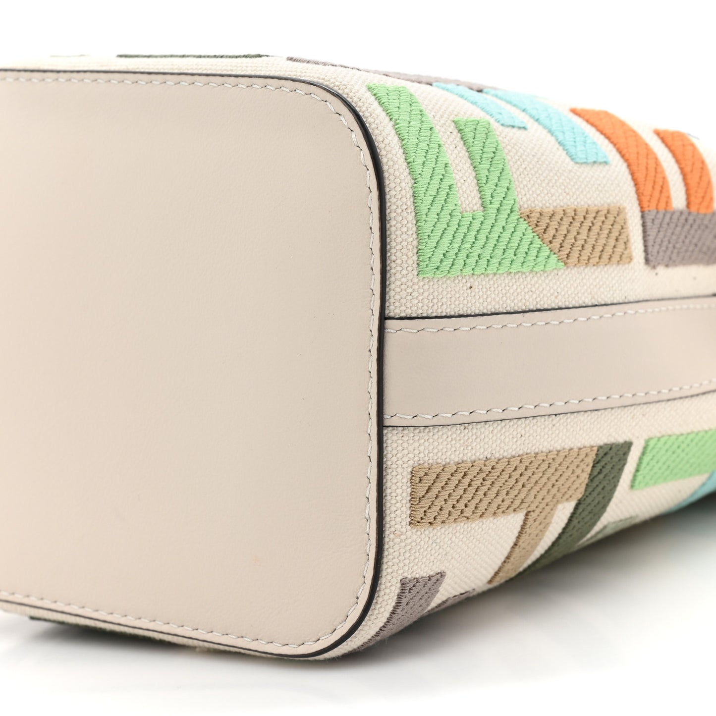 Canvas Vitello Grace F is Fendi FF Multicolor Embroidered Mini Mon Tresor Bucket Bag Grezzo Multicolor Latte