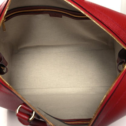 Gucci Textured Dollar Calfskin Web Medium Savoy Duffle Bag Red 4 of 11