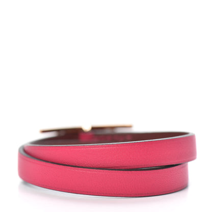 Hermes Swift Behapi Double Tour Reversible Bracelet T2 Rose Mexico Rouge H 3 of 4