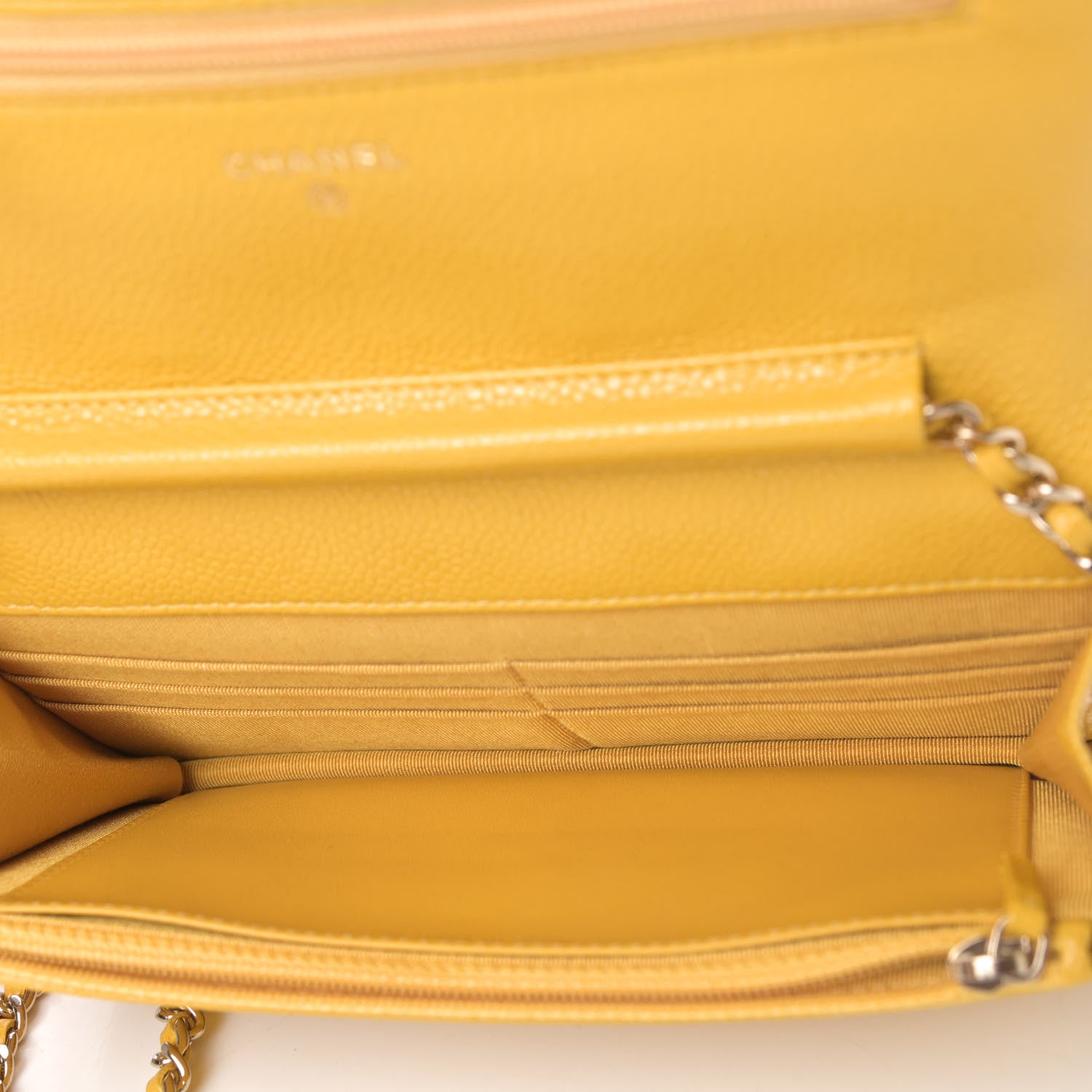 Chanel Caviar Quilted Wallet on Chain WOC Yellow 4 of 4
