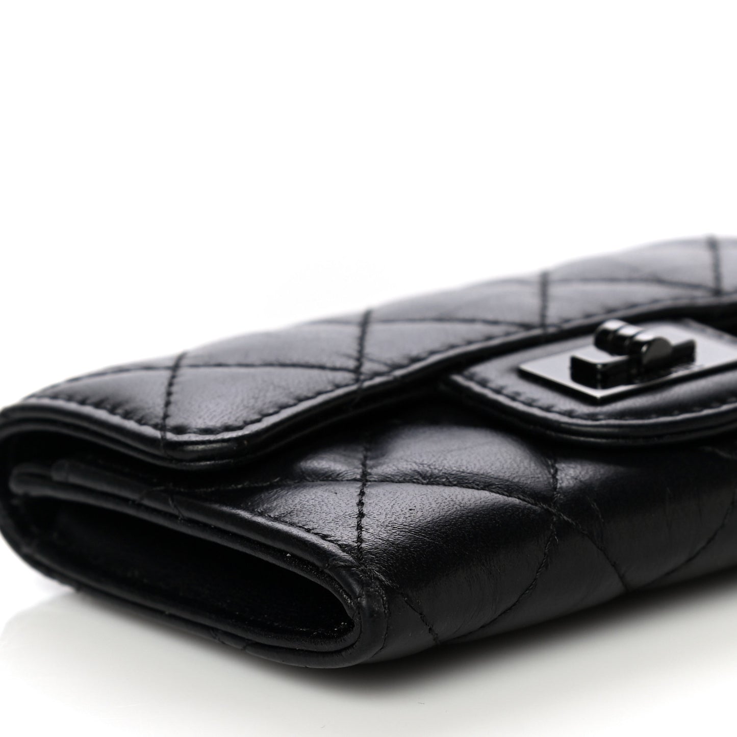 Aged Calfskin Quilted Reissue Flap Card Holder So Black