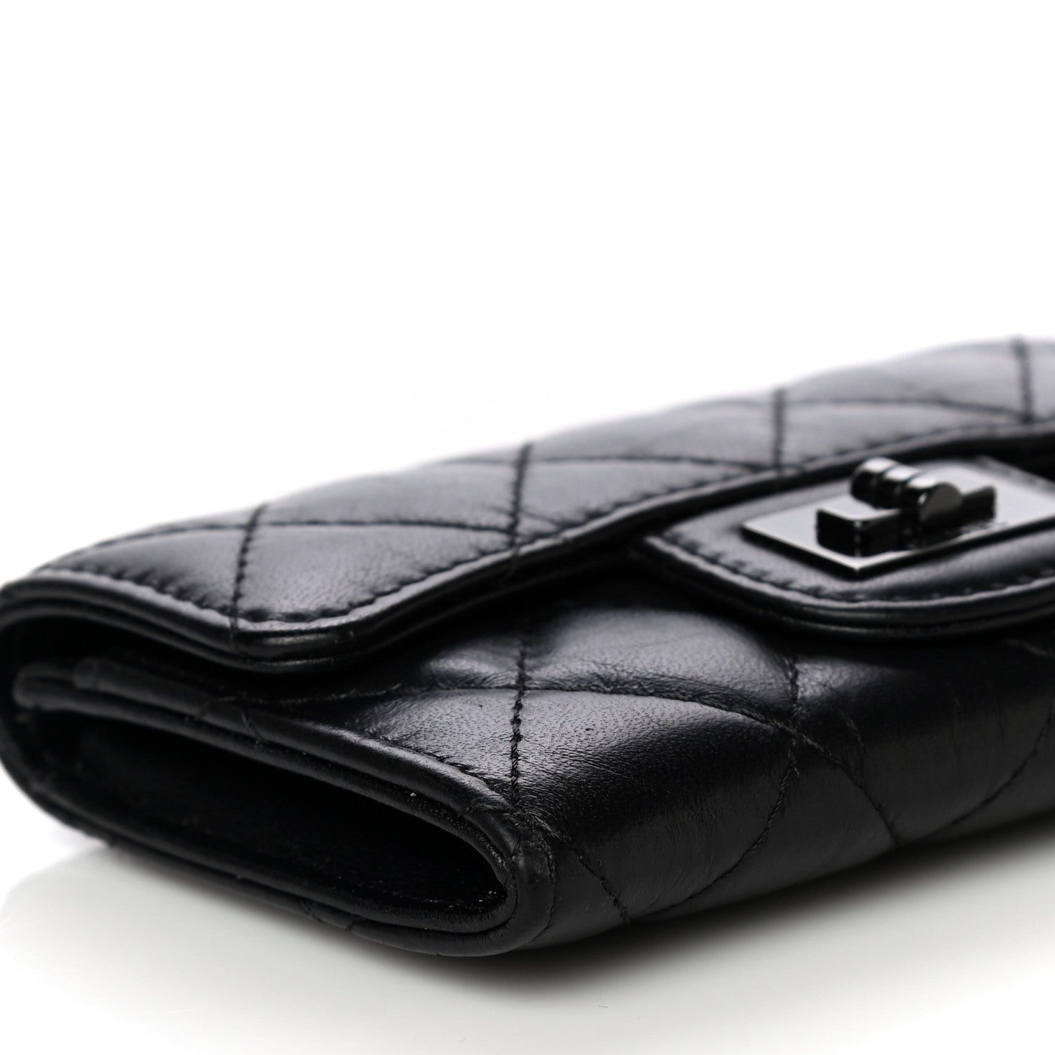 Chanel Aged Calfskin Quilted Reissue Flap Card Holder So Black 10 of 12