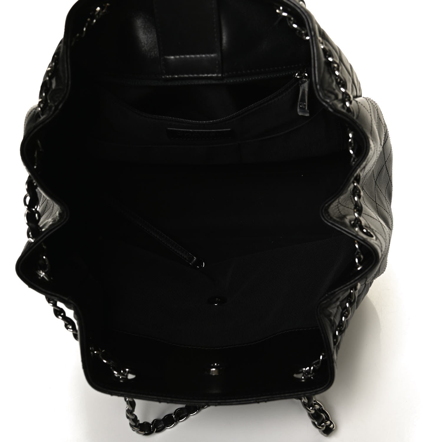 Chanel Lambskin Quilted Large Drawstring Bag Black 5 of 10