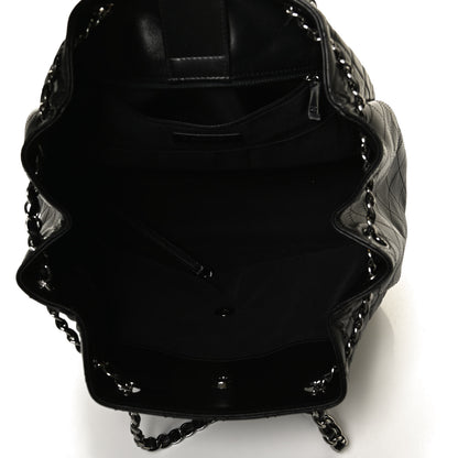 Chanel Lambskin Quilted Large Drawstring Bag Black 5 of 10
