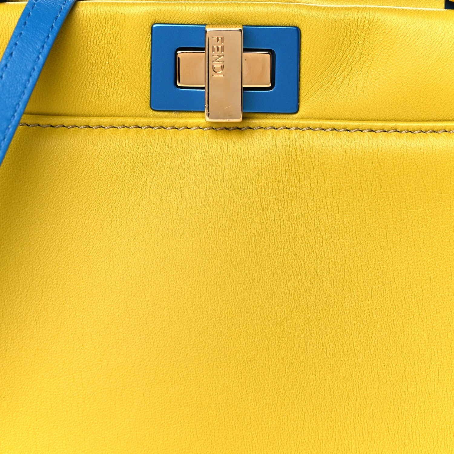 Fendi Nappa Colorblock Mini Peekaboo Iconic Satchel Lime Blue Royal Latte 9 of 11