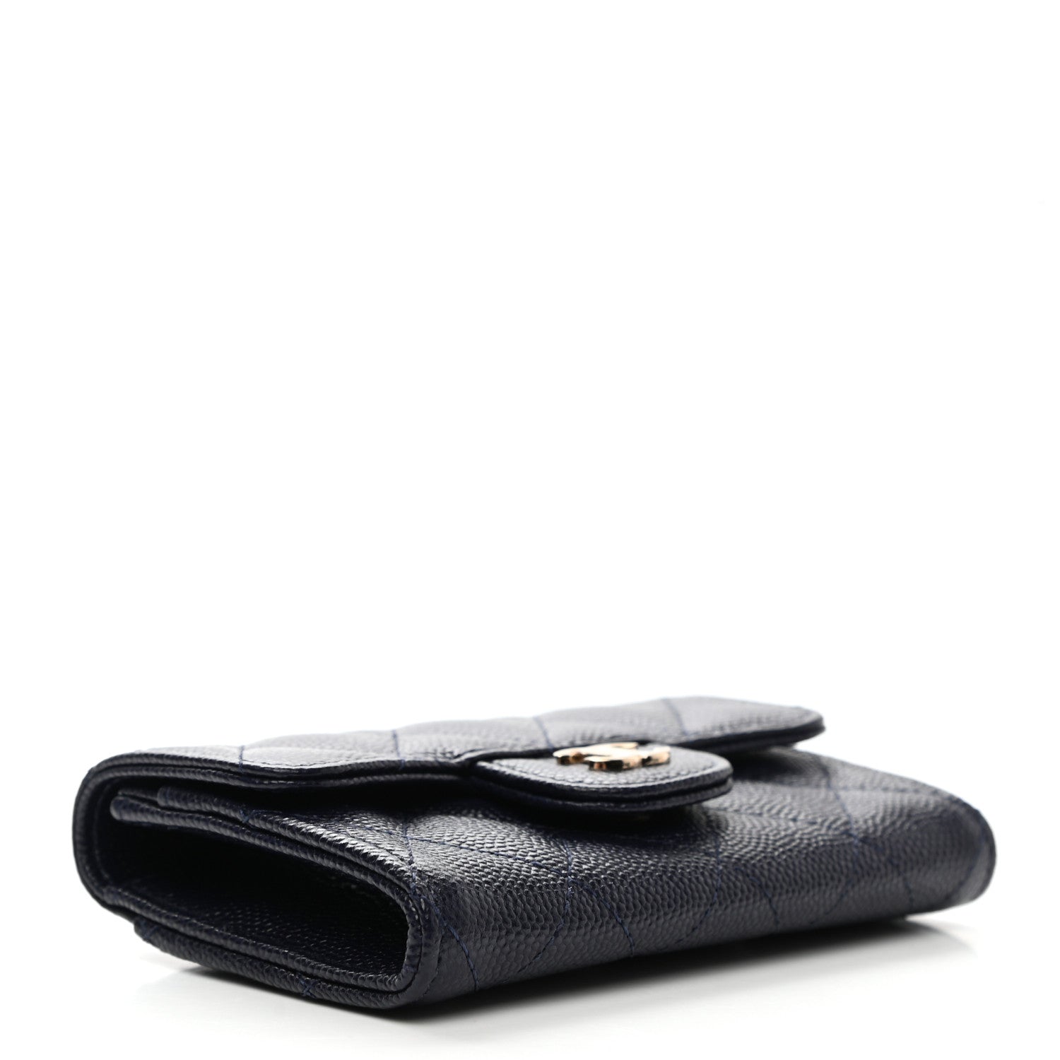 Chanel Caviar Quilted Flap Card Holder Wallet Dark Blue 3 of 8