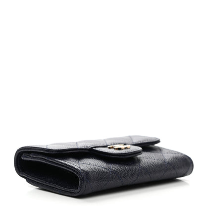 Chanel Caviar Quilted Flap Card Holder Wallet Dark Blue 3 of 8