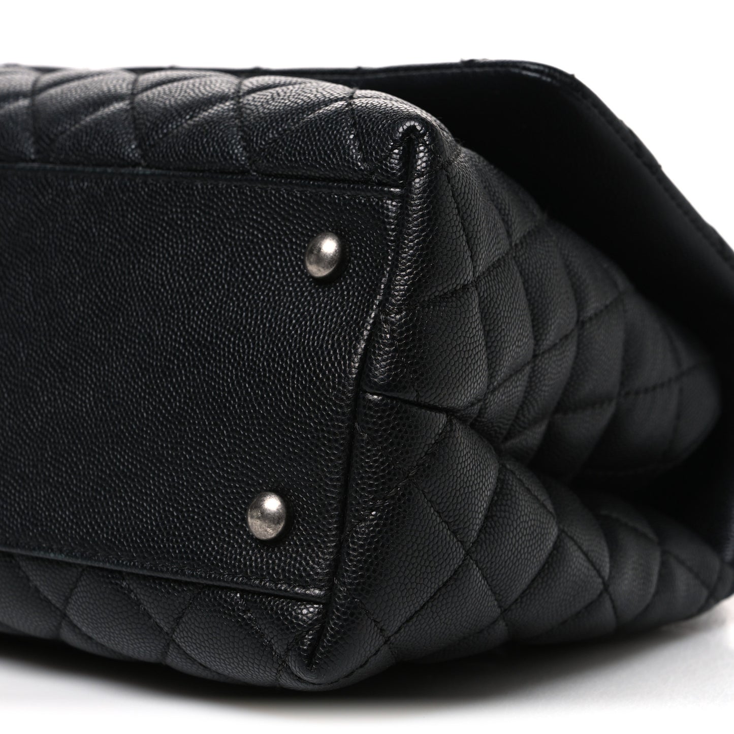 Caviar Lizard Embossed Quilted Small Coco Handle Flap Black