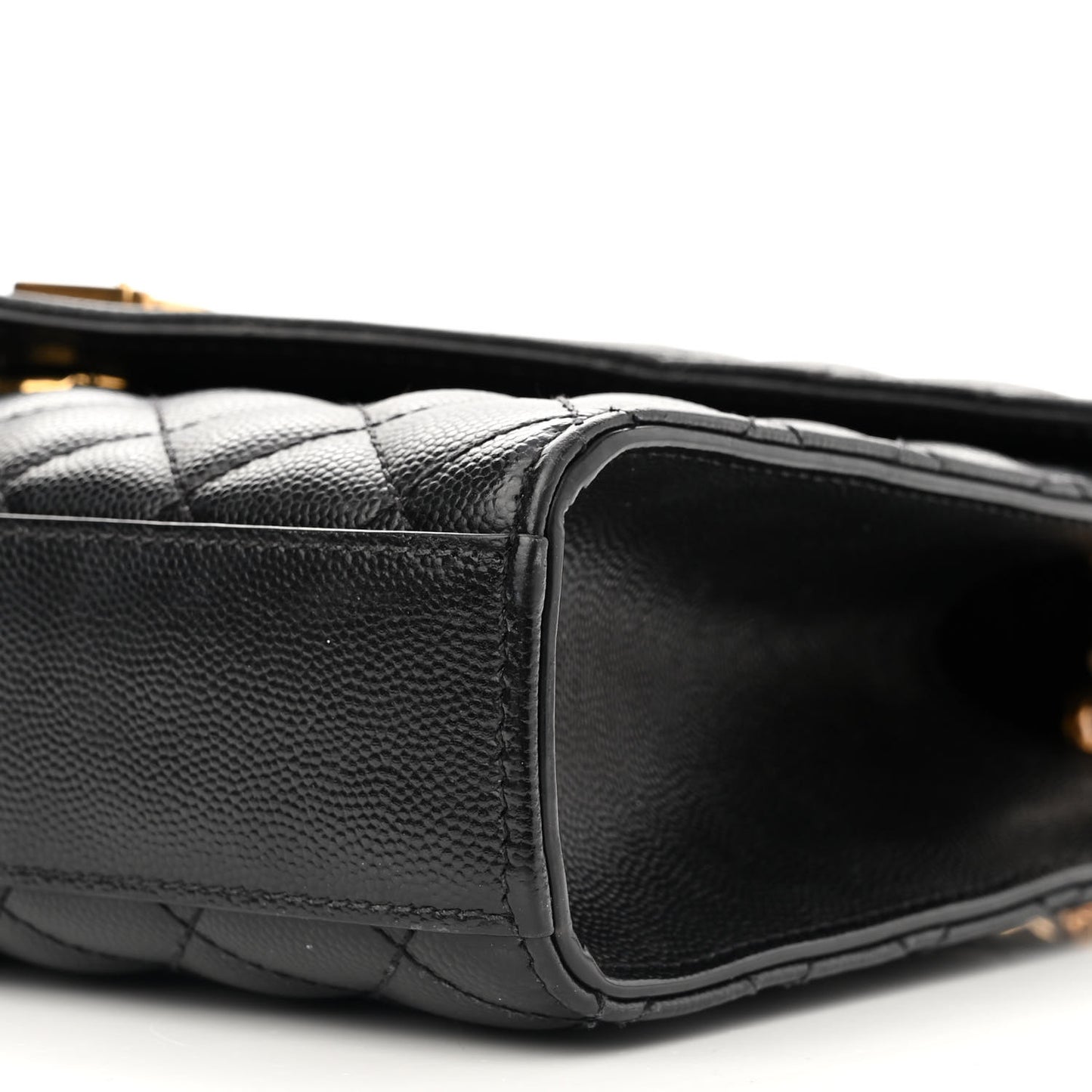 Grain De Poudre Textured Mixed Matelasse Triquilt Medium Monogram Satchel Black