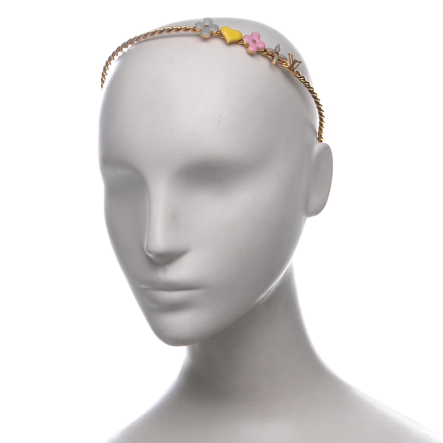 Brass Enamel Monogram Sweet Headband Gold