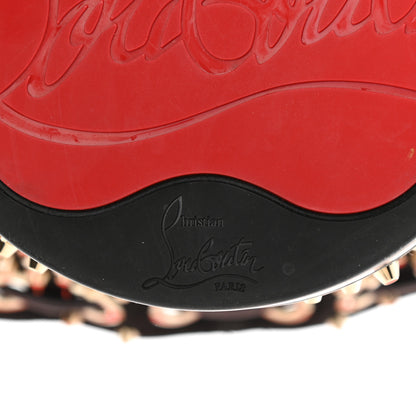 Christian Louboutin Silk Satin Calfskin Marie Jane Loubirun Studded Bucket Black Gold Platine 6 of 12