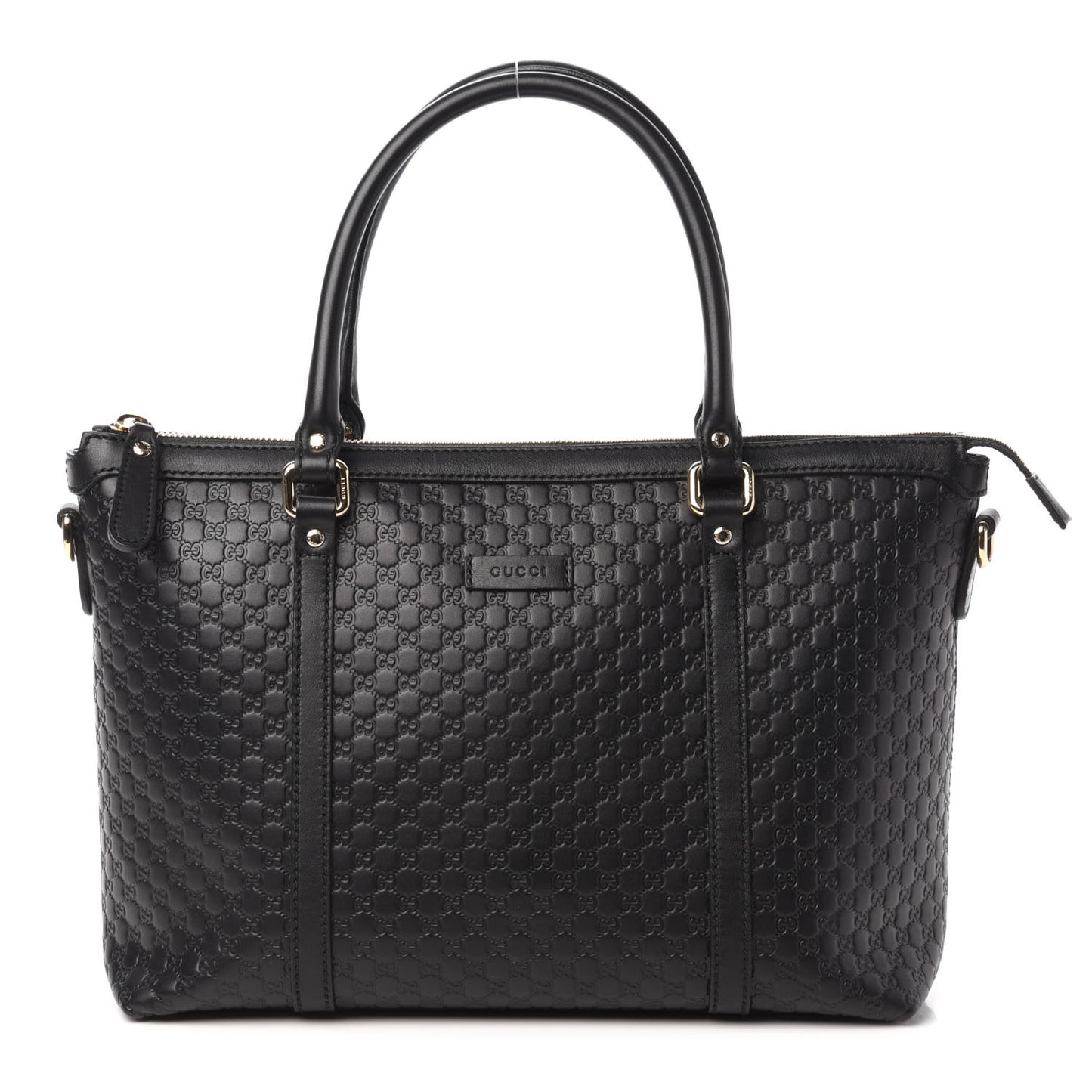 Soft Microguccissima Small Zippered Satchel Black