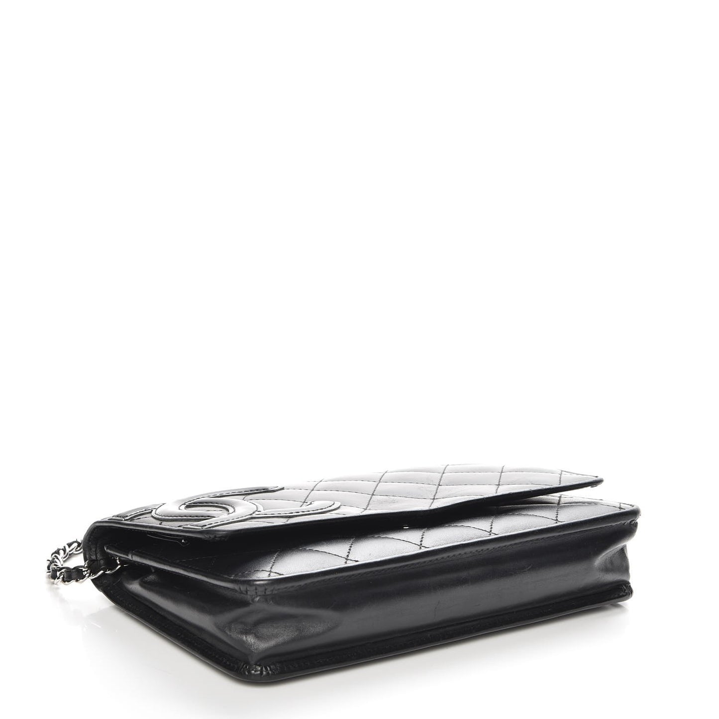 Calfskin Quilted Cambon Wallet On Chain WOC Black
