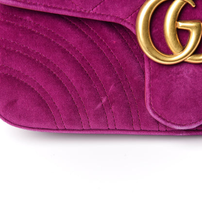 Gucci Velvet Matelasse Small GG Marmont Shoulder Bag Fuchsia Violet Cyclamen 11 of 12