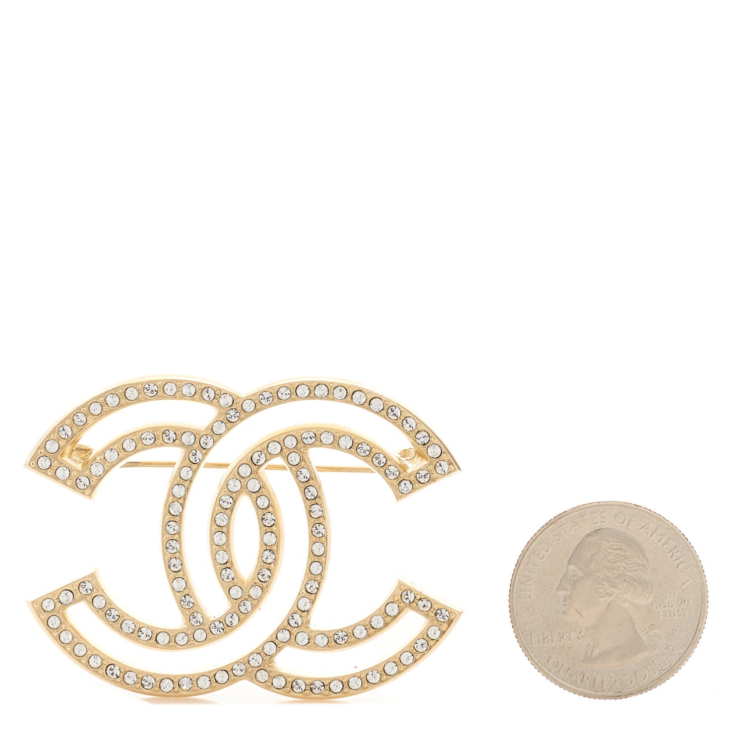 Chanel Crystal CC Brooch Light Gold 2 of 5