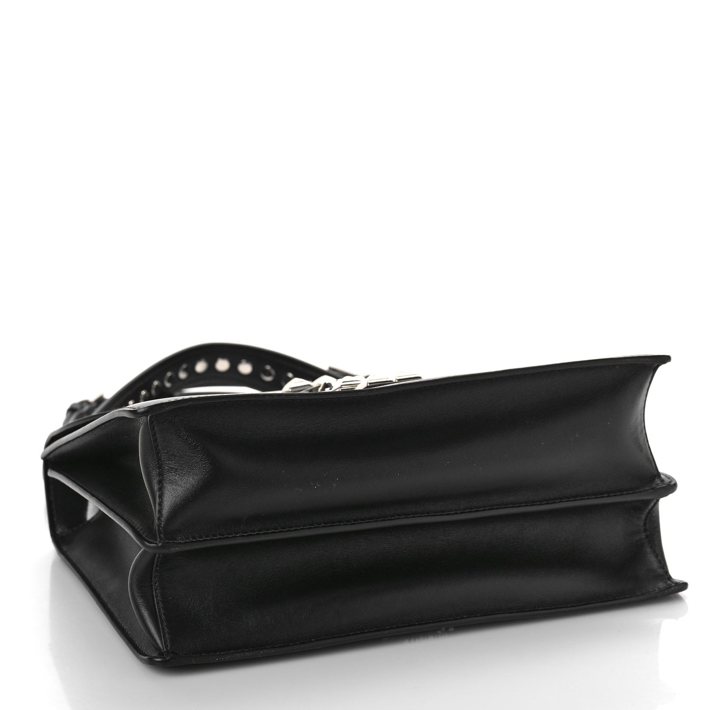 Saffiano City Calfskin Studded Elektra Shoulder Bag Black Fuoco
