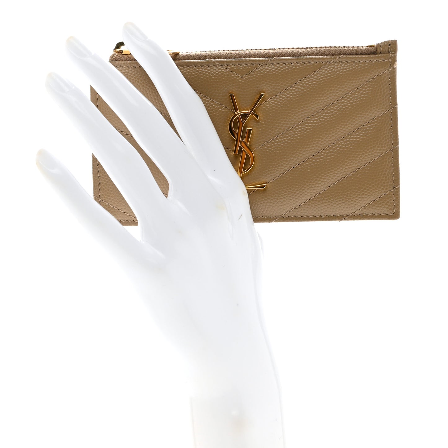 Monogram Grain de Poudre 5 Fragments Zip Pouch Card Holder Dark Latte