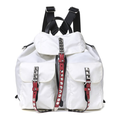 Prada Nylon New Vela Studded Backpack White Fuoco 1 of 4