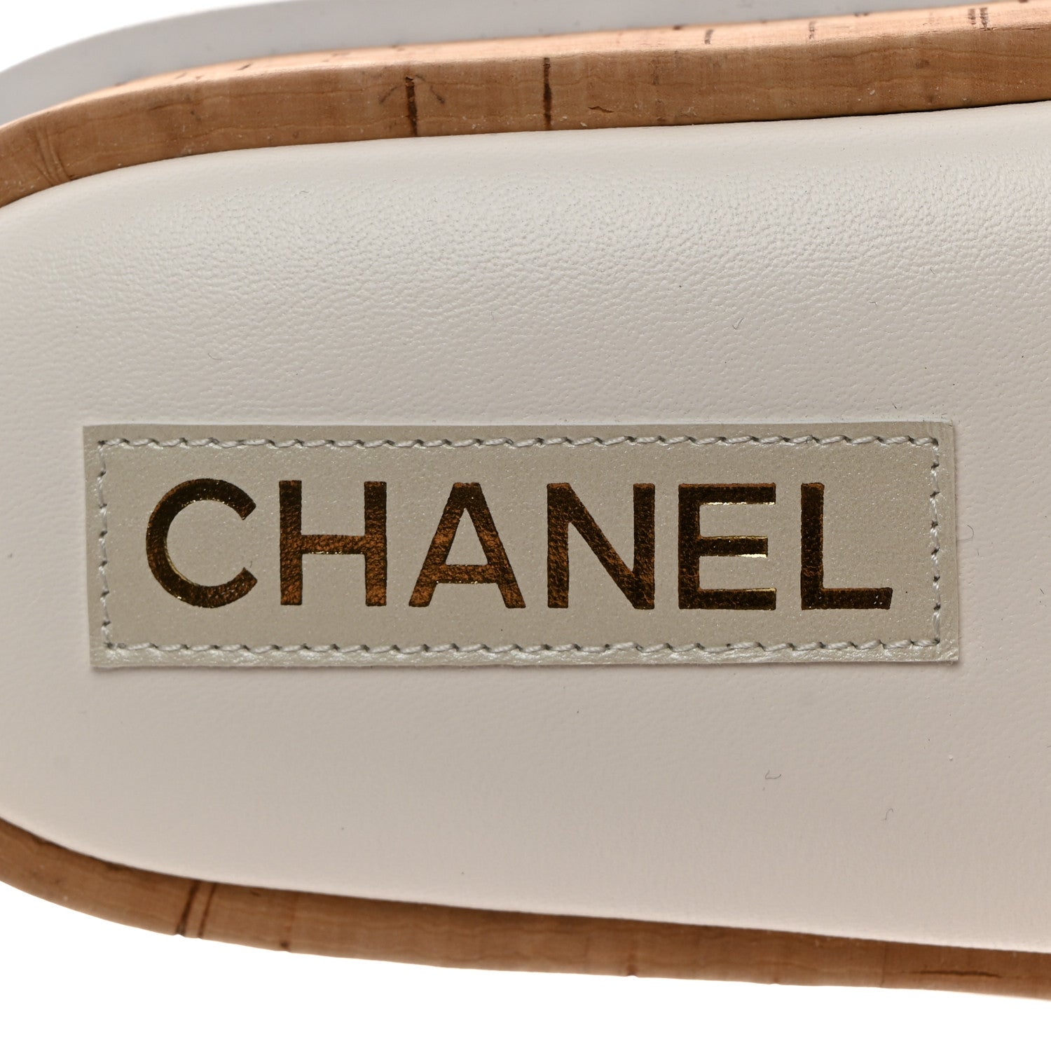 Chanel Fabric Pearl Cork CC Slip On Sandals 38 White 6 of 10
