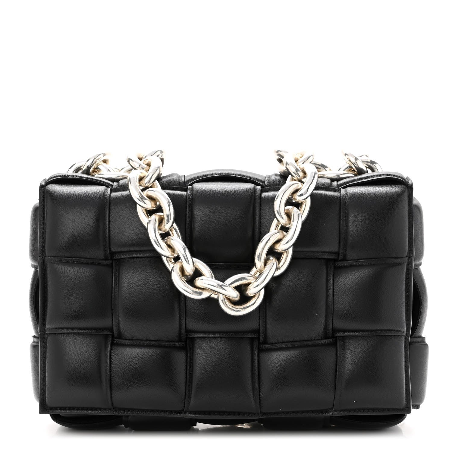 Bottega Veneta Lambskin Maxi Intreccio Padded Chain Cassette Crossbody Bag Black 1 of 10