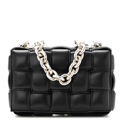 Bottega Veneta Lambskin Maxi Intreccio Padded Chain Cassette Crossbody Bag Black 1 of 10