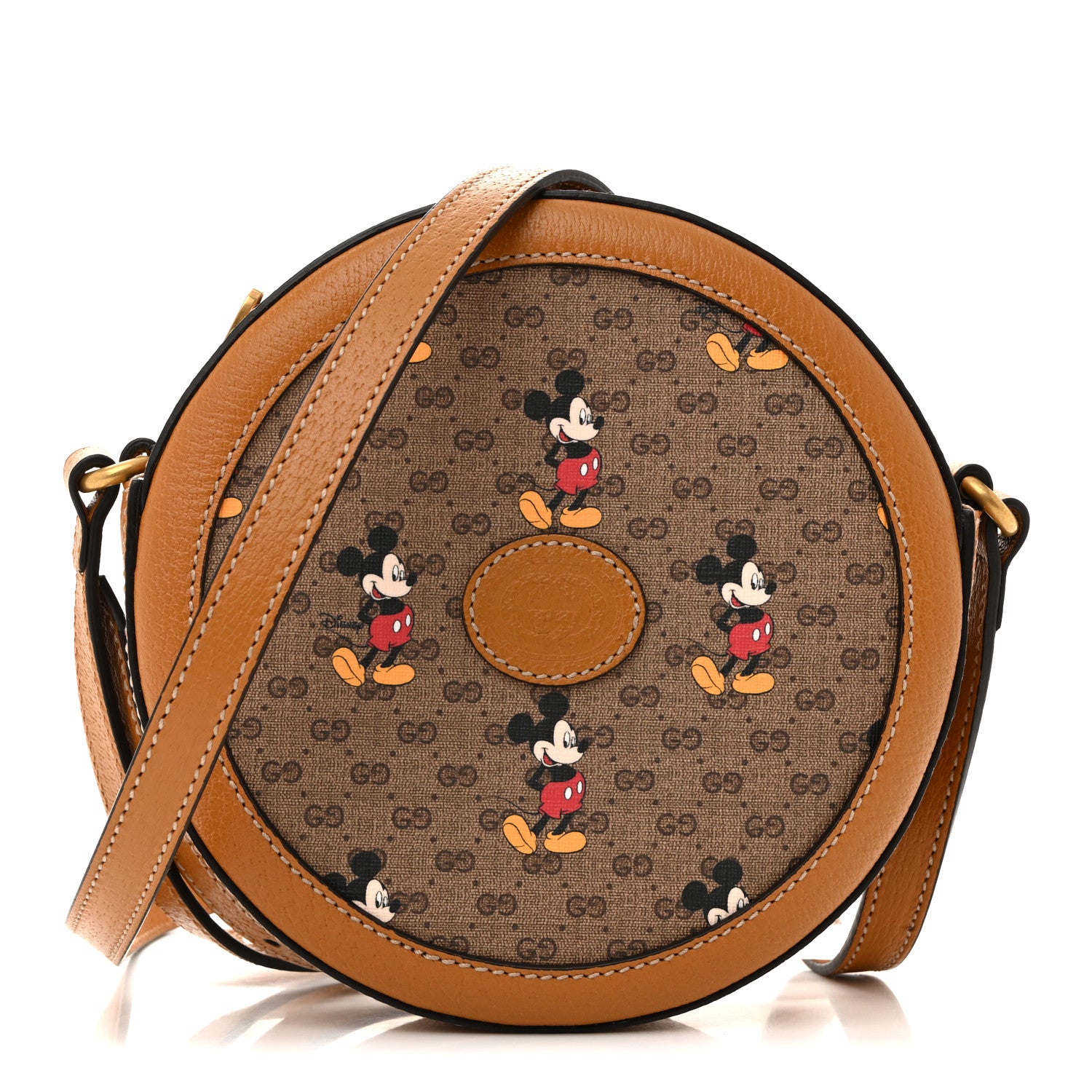Gucci X DISNEY Mini Vintage GG Supreme Monogram Mickey Mouse Round Shoulder Bag Beige Vintage Sun Oil 1 of 12